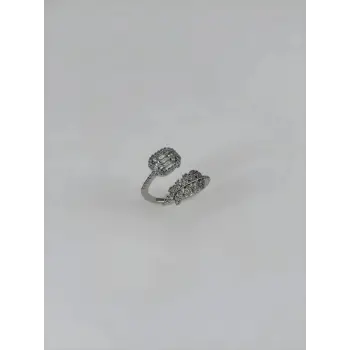 Ayarlanabilir Rodyum Zirkon Taşlı Pirinç Bijuteri Yüzük - Yz0158