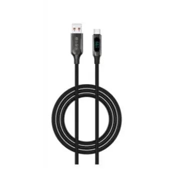 S-link Armor LED UC-066 66W 1m USB to Type-C PD Örgülü LED Başlıklı Siyah Hızlı Şarj Kablosu