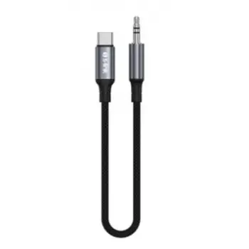 S-link Armor MC-01 1.2m Type-C to M AUX Örgülü Metal Başlıklı Siyah Ses Kablosu