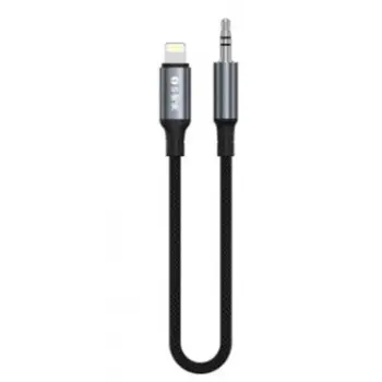 S-link Armor ML-01 1.2m Lightning to M AUX Örgülü Metal Başlıklı Siyah Ses Kablosu