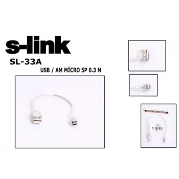 S-link SL-33A 0.3m USB AM-MICRO5P Kablosu (KDO)