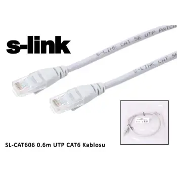 S-link SL-CAT606 cat6 0.60mt Gri Utp Patch Kablo (KDO)