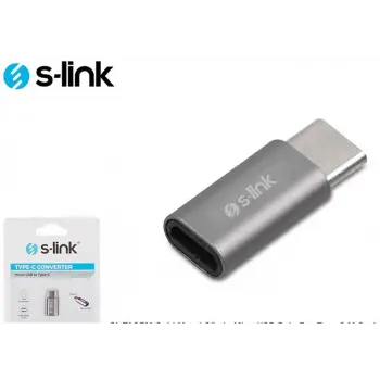 S-link SL-TA25M Gümüş Metal Gövde MicroUSB 5pin F to Type C M Çevirici (KDO)