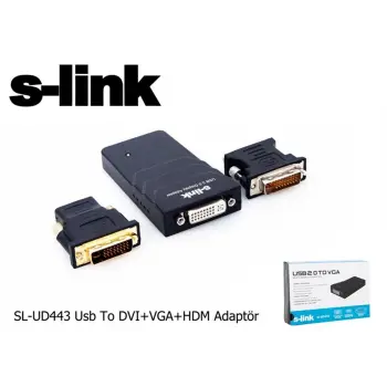 S-link SL-UD443 Usb To DVI+VGA Adaptör (KDO)