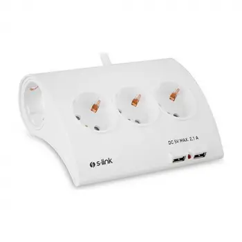 S-link SPG9-5-15 Akım Koruma ve 2 Adet 2.1A Usb Şarj Soketli Beşli Masaüstü Grup Priz (KDO)