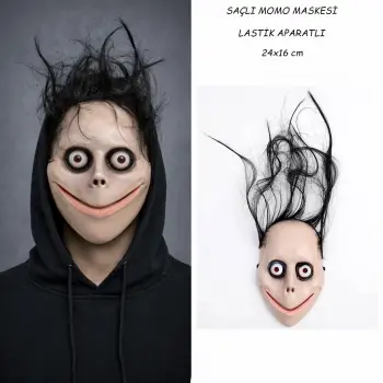 Saçlı Momo Korku Maskesi 24x16 Cm