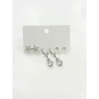 Sallantılı Çiçek Detaylı Altılı Küpe - Kp00624
