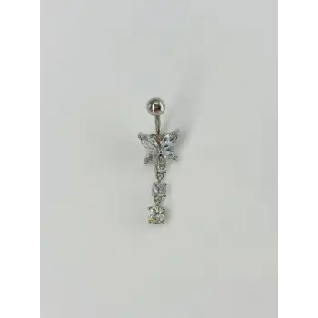 Sallantılı Çiçek Detaylı  Göbek Piercing - Pg0072