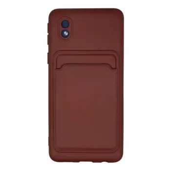 Samsung Galaxy A01 Core Kılıf Kelvin Kartvizitli Silikon - Bordo