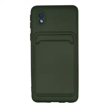 Samsung Galaxy A01 Core Kılıf Kelvin Kartvizitli Silikon - Koyu Yeşil