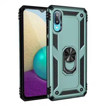 Samsung Galaxy A02 Kılıf Sofya Yüzüklü Silikon Kapak - Yeşil