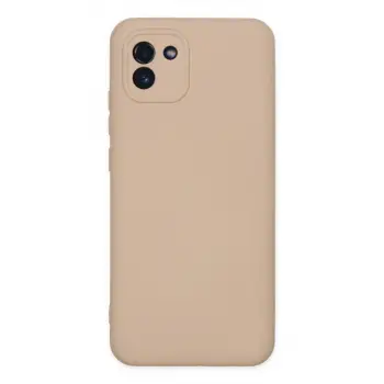 Samsung Galaxy A03 Kılıf Nano İçi Kadife Silikon - Pudra