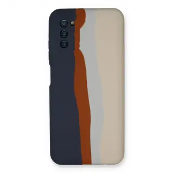 Samsung Galaxy A03s Kılıf Ebruli Lansman Silikon - Lacivert-krem