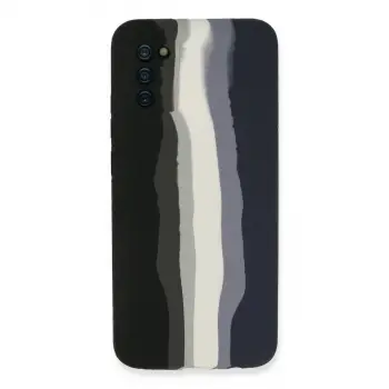 Samsung Galaxy A03s Kılıf Ebruli Lansman Silikon - Siyah-lacivert