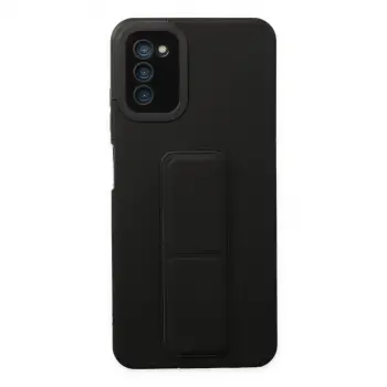 Samsung Galaxy A03s Kılıf Mega Standlı Silikon - Siyah