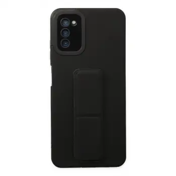 Samsung Galaxy A03s Kılıf Mega Standlı Silikon - Siyah
