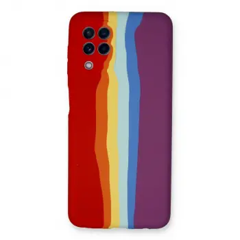 Samsung Galaxy A22 Kılıf Ebruli Lansman Silikon - Kırmızı-mor