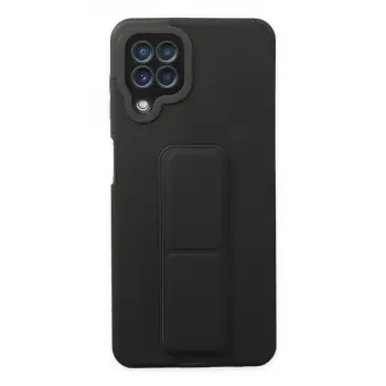 Samsung Galaxy A22 Kılıf Mega Standlı Silikon - Siyah