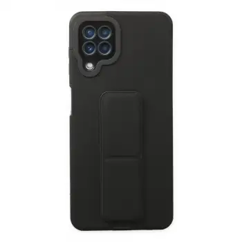 Samsung Galaxy A22 Kılıf Mega Standlı Silikon - Siyah