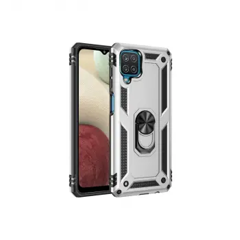 Samsung Galaxy A22 Kılıf Sofya Yüzüklü Silikon Kapak - Gümüş