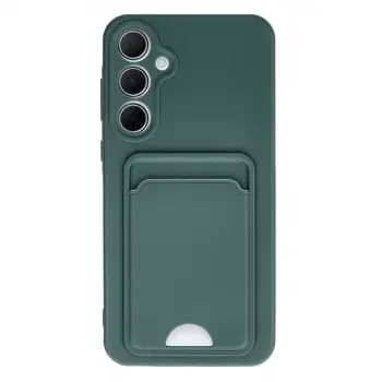 Samsung Galaxy A35 5g Kılıf Kelvin Kartvizitli Silikon - Koyu Yeşil