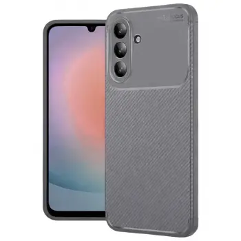 Samsung Galaxy A36 Kılıf Auto Focus Karbon Kapak - Gri