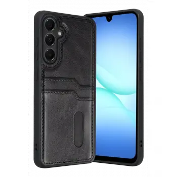 Samsung Galaxy A37 5g Sara Kartvizitli Deri Kılıf - Siyah