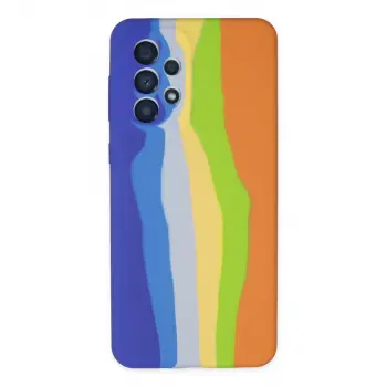 Samsung Galaxy A73 5g Kılıf Ebruli Lansman Silikon - Mavi-turuncu