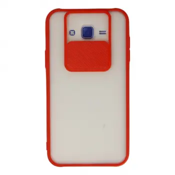 Samsung Galaxy J7 Kılıf Palm Buzlu Kamera Sürgülü Silikon - Kırmızı