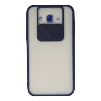Samsung Galaxy J7 Kılıf Palm Buzlu Kamera Sürgülü Silikon - Lacivert