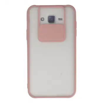 Samsung Galaxy J7 Kılıf Palm Buzlu Kamera Sürgülü Silikon - Pembe