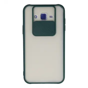 Samsung Galaxy J7 Kılıf Palm Buzlu Kamera Sürgülü Silikon - Yeşil