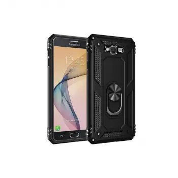 Samsung Galaxy J7 Kılıf Sofya Yüzüklü Silikon Kapak - Siyah