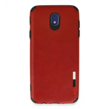 Samsung Galaxy J7 Pro / J730 Kılıf Loop Deri Silikon - Kırmızı