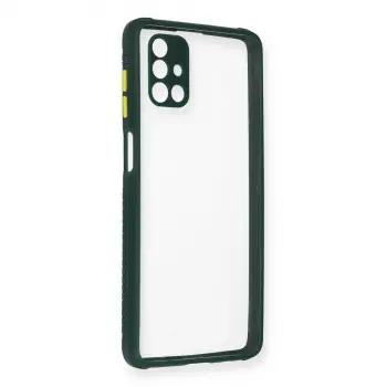 Samsung Galaxy M51 Kılıf Miami Şeffaf Silikon - Koyu Yeşil