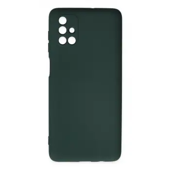 Samsung Galaxy M51 Kılıf Nano İçi Kadife Silikon - Koyu Yeşil