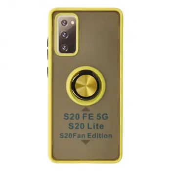 Samsung Galaxy S20 Fe Kılıf Montreal Yüzüklü Silikon Kapak - Sarı