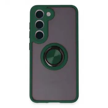 Samsung Galaxy S23 Kılıf Montreal Yüzüklü Silikon Kapak - Yeşil