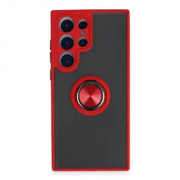 Samsung Galaxy S23 Ultra Kılıf Montreal Yüzüklü Silikon Kapak - Kırmızı