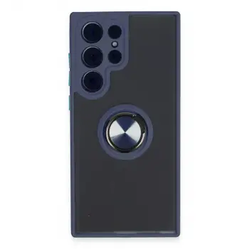 Samsung Galaxy S23 Ultra Kılıf Montreal Yüzüklü Silikon Kapak - Lacivert