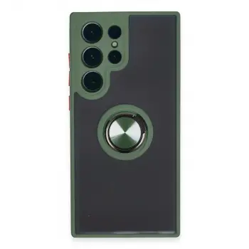 Samsung Galaxy S23 Ultra Kılıf Montreal Yüzüklü Silikon Kapak - Yeşil