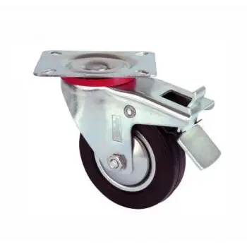 Servis Tekeri - Tablalı Frenli Siyah Döner - Çap 80 Mm