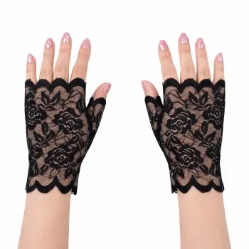 Siyah Dantel Parmaksız Kısa Eldiven