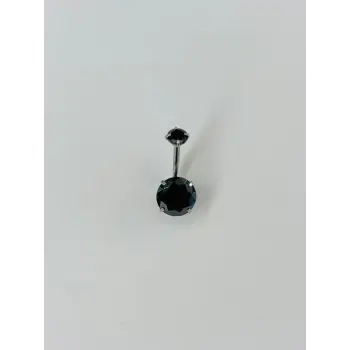 Siyah Taşlı Göbek Piercing - Pg0021