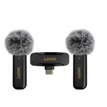 Snopy SN-MW80 Siyah 2 Mikrofonlu Kablosuz Type-c Yaka Mikrofonu (KDO)