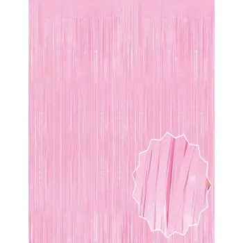 Soft Pembe Püsküllü Kapı Perdesi - Parti, Baby Shower, Cinsiyet Partisi 1x2 M