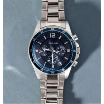 Swiss Plus Man Watch Basic Seri Model-8 ST3516AGS Lüx Blue-Silver(Kol Saati) (KDO)