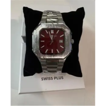 Swiss Plus Man Watch Premium Seri Model-9 RS23146 Bordeaux-Silver