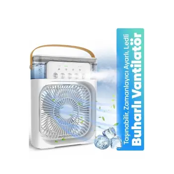 Taşınabilir Işıklı 5 Spreyli Vantilatör Buzlu Buharlı Vantilatör Mini Fan Nemlendirici
