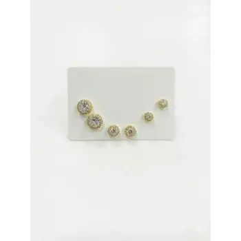   Zirkon Taşlı Pirinç Altılı  Kombin Küpe - Kp00621